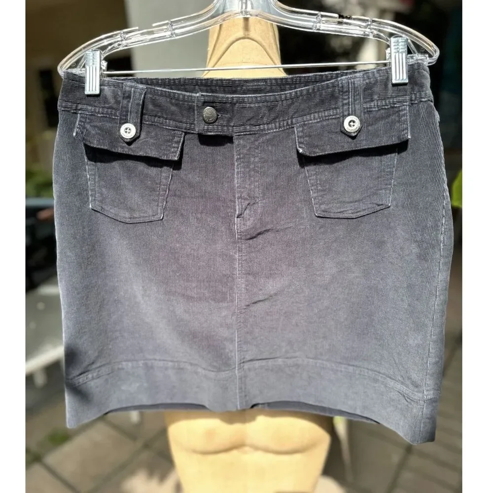 Patagonia Dark Grey Organic Cotton Corduroy 4 Pocket Mini Skirt Size 10